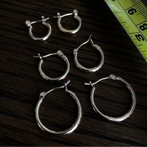 3 sets of gold hoops